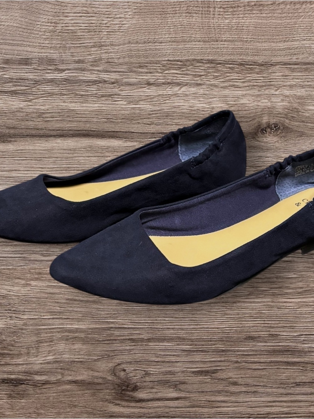Crown & Ivy Navy Faux Suede Pointed Toe Ballet Flats